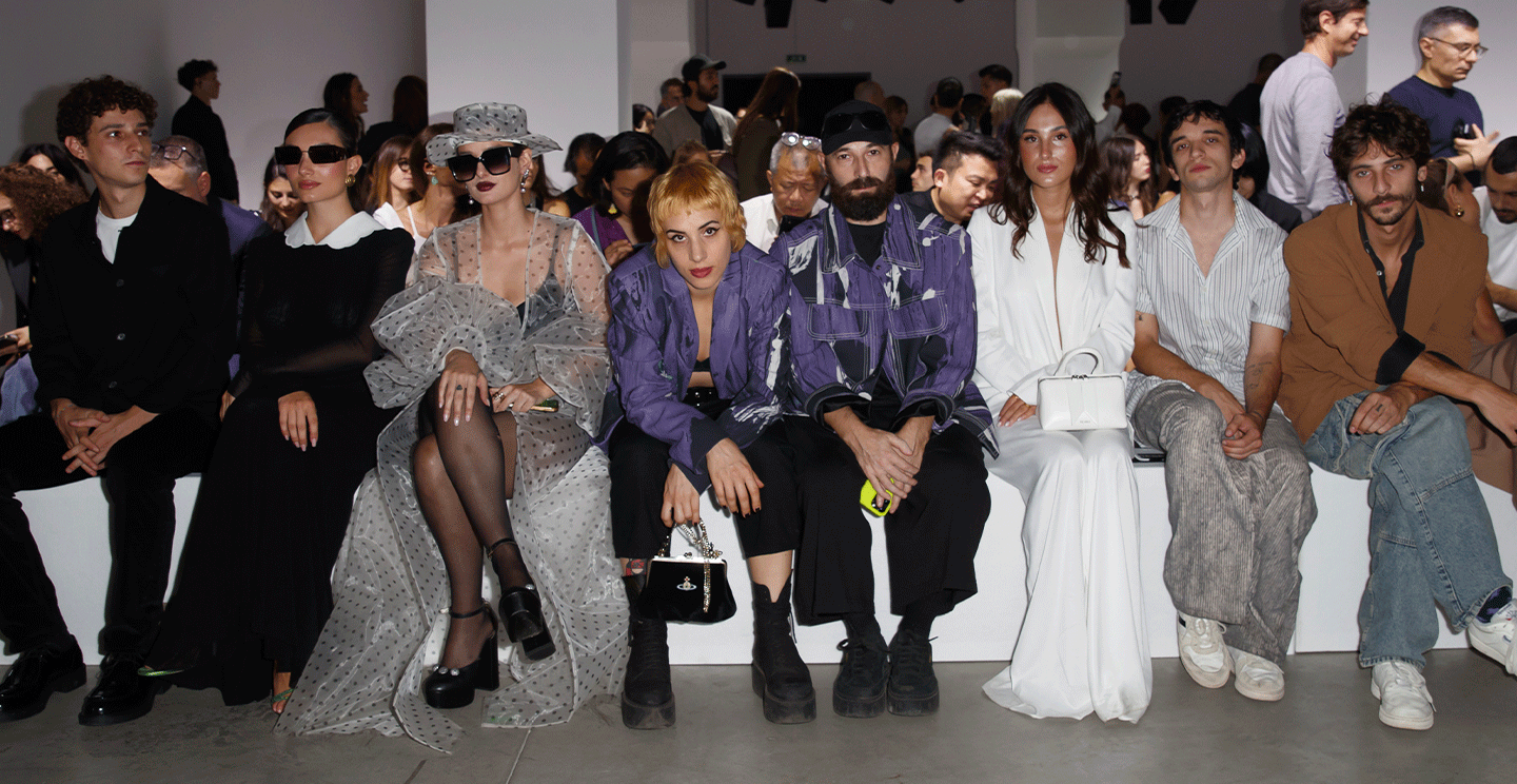 The front row hosted special guests and celebrities attending Istituto Marangoni Milano Estrangement fashion show