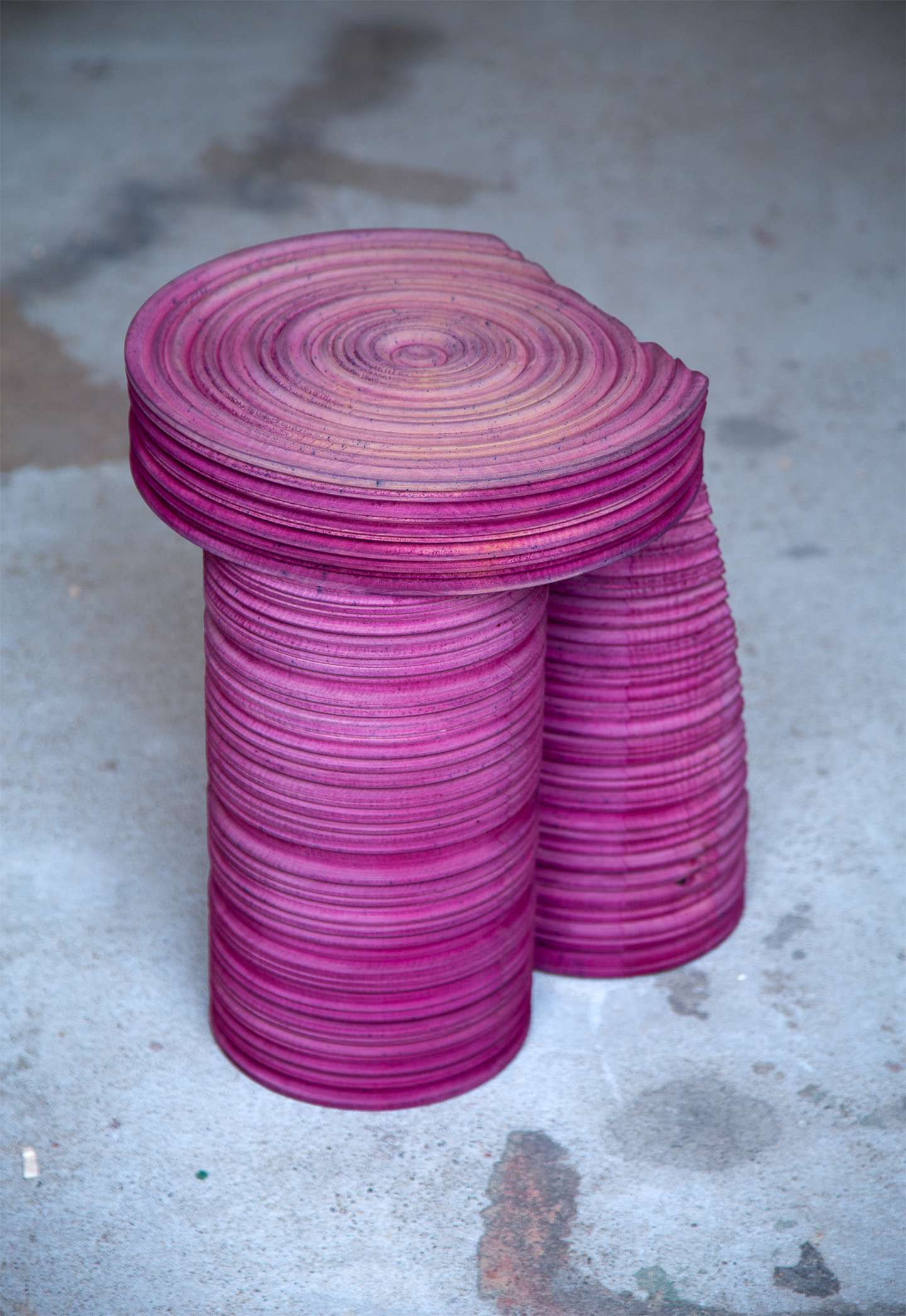 Turned purple stool, 2022. Design by Marc Sweeney. Photo courtesy of Marc Sweeney