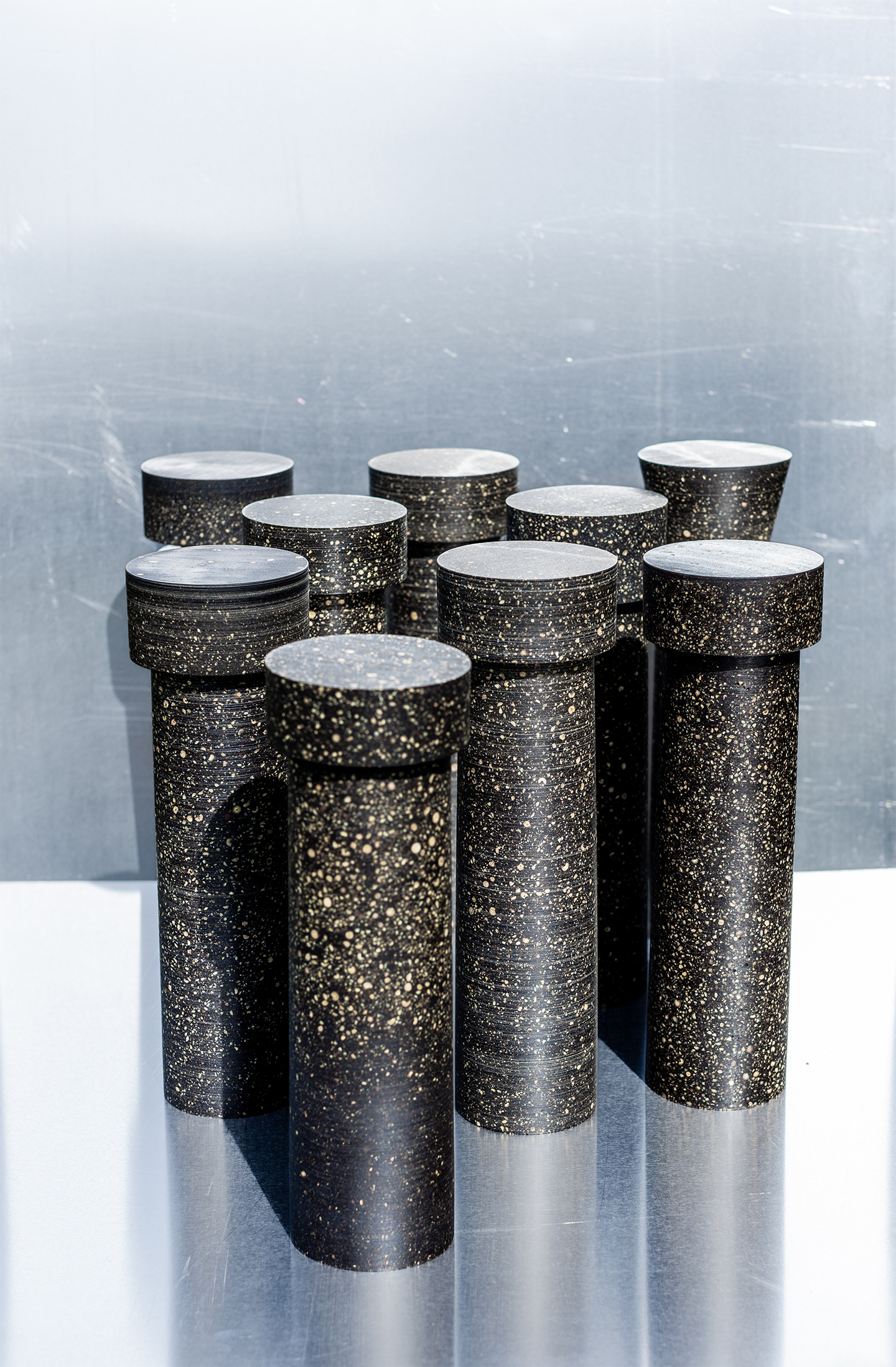 Pepper mills designed by Marc Sweeney, part of his Guerilla Production, 2023. Photo courtesy of Marc Sweeney