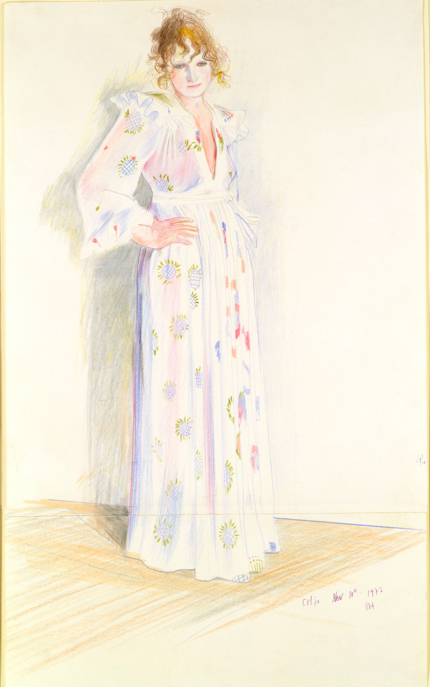 Portrait of Celia Birtwell by David Hockney, crayon on paper 1972