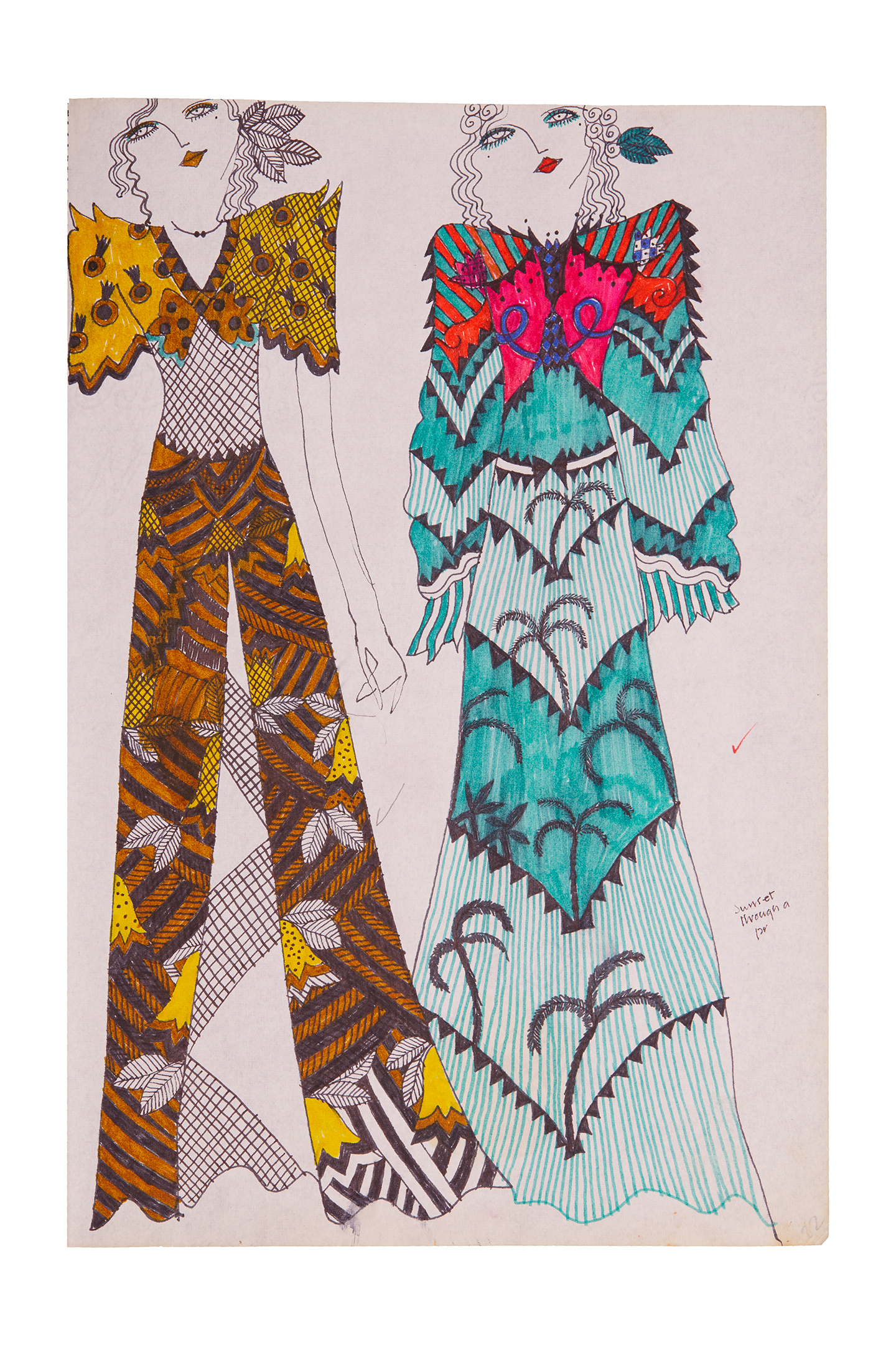 Celia sketchbook with some of her iconic designs and other patchworks of prints, 1968-70, Collection Celia Birtwell