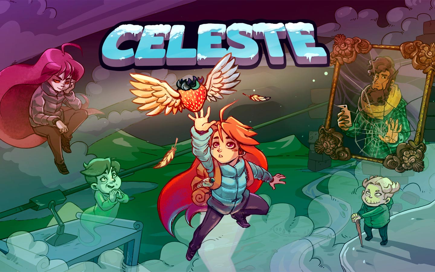 Celeste, a 2018 platform game developed and published by indie studio Matt Makes Games. The player controls Madeline, a young woman who aims to climb Celeste Mountain