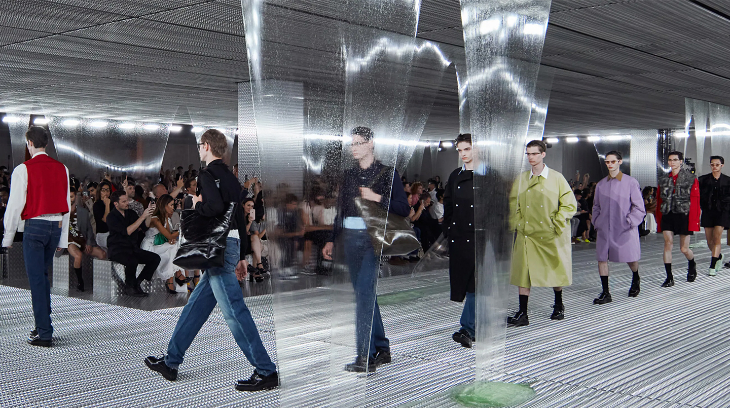 The Spring-Summer 2024 Prada menswear collection by Miuccia Prada and Raf Simons proposes an absolute freedom of the body © Courtesy Prada