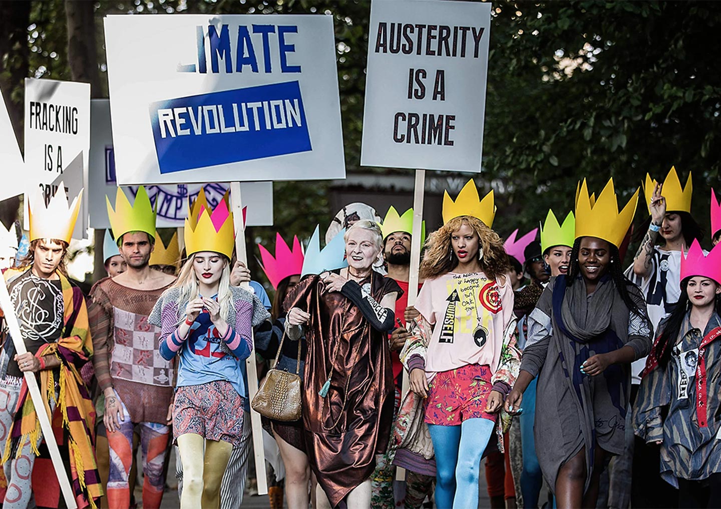 Vivienne Westwood organised several demonstrations to highlight her concerns about climate change and mass production