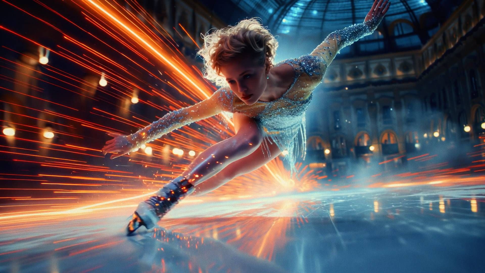 Figure skating reimagined in the RAI Milano Cortina 2026 promo, where AI-driven visuals and cinematic light transform athletic performance into immersive Olympic storytelling