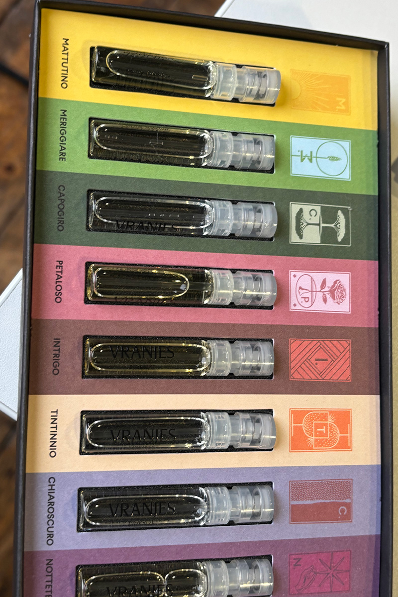 The eight Dr. Vranjes Firenze Eau de Parfum miniatures—Mattutino to Nottetempo—offer a curated exploration of Florence's emotions, crafted with refined ingredients and signature Italian artistry.