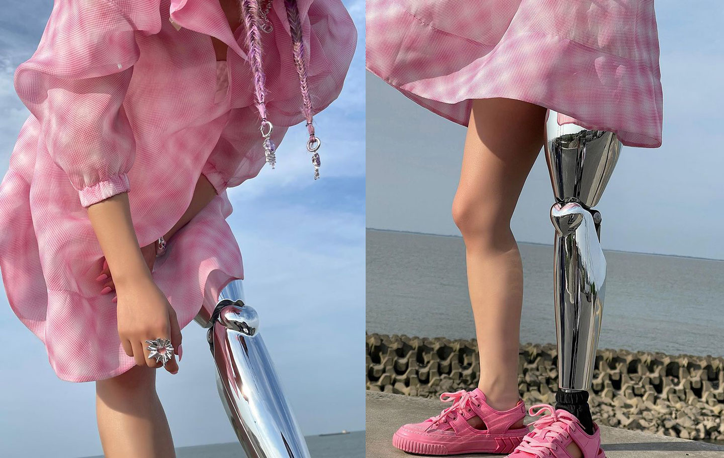 Xiao Yang is an influencer from Chengdu, China, who started a punk/pink revolution with her prosthetic leg. 