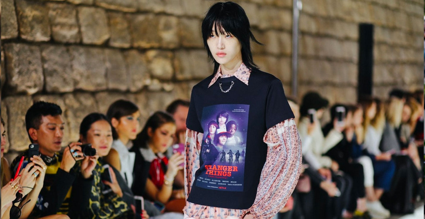 Nicolas Ghesquière was a fan of Stranger Things, and included a Stranger Things t-shirt on his 2018 spring show for Louis Vuitton