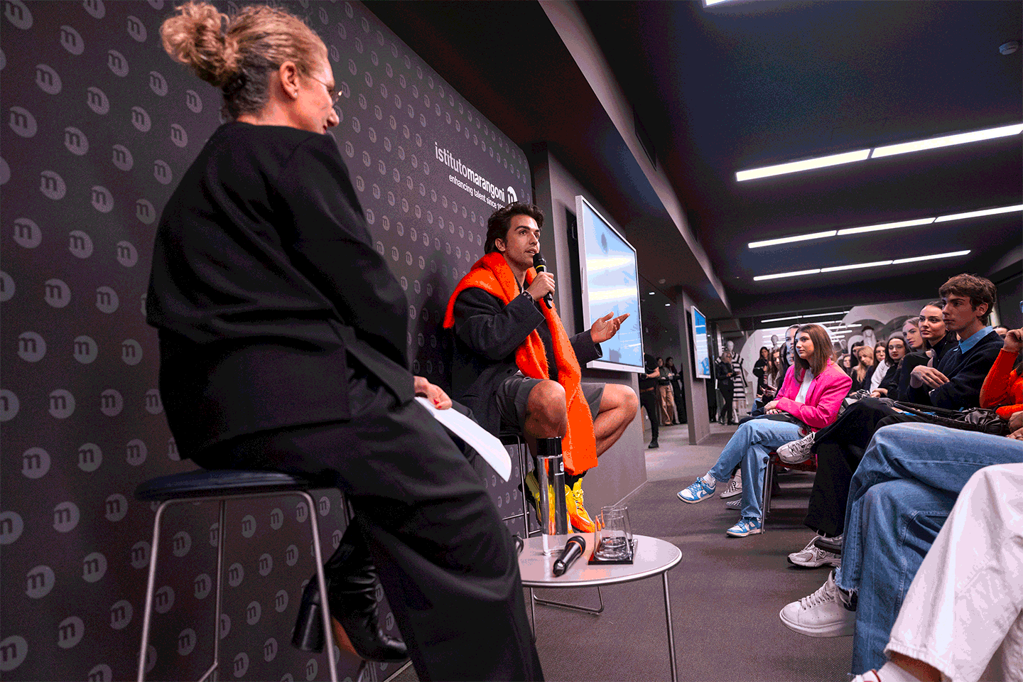 Giuliano Calza with students at Istituto Marangoni Milano 