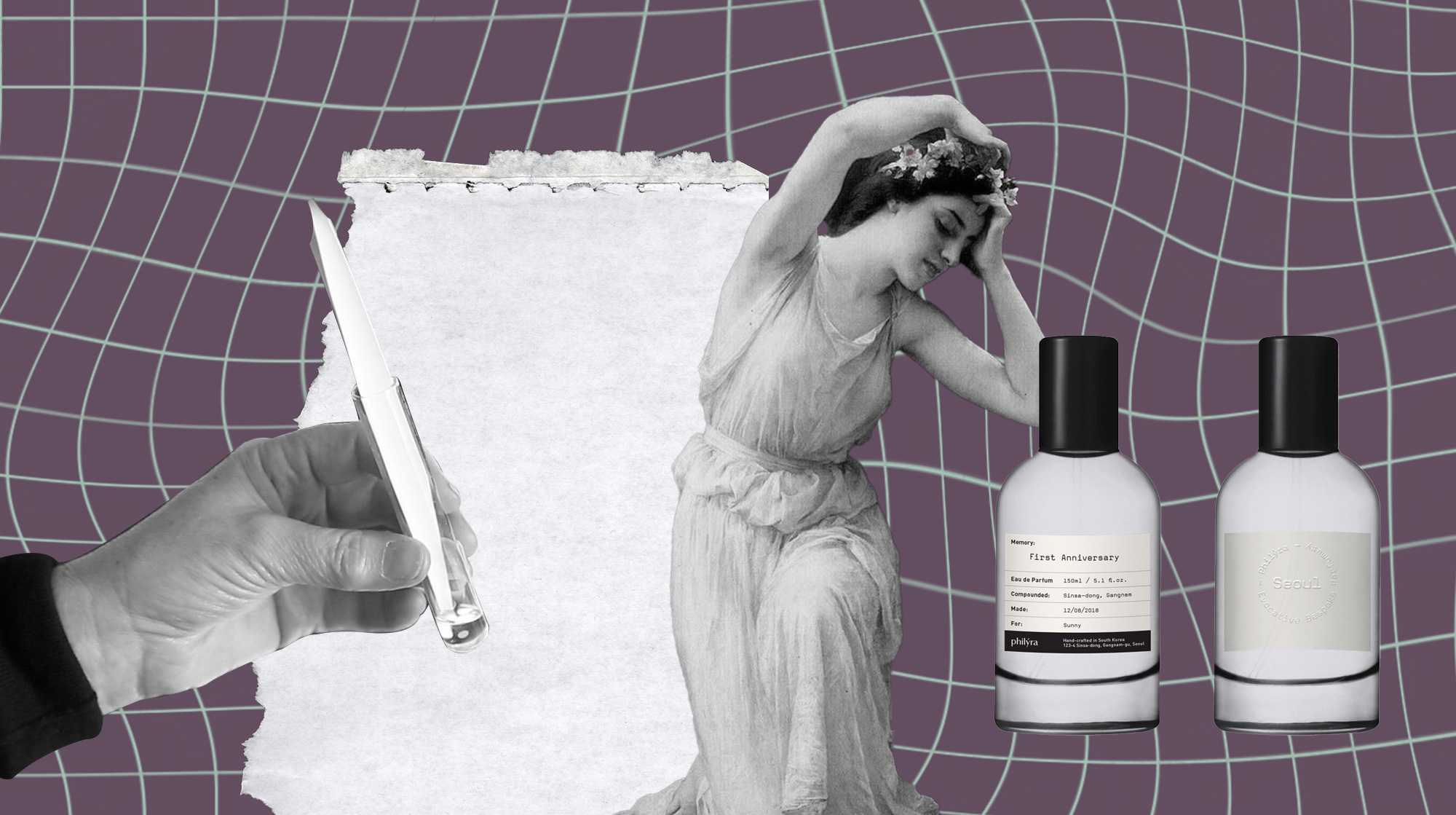 The Pioneers of AI Perfume Design. Artwork courtesy of Constanza Coscia, an IM alumna and graphic designer