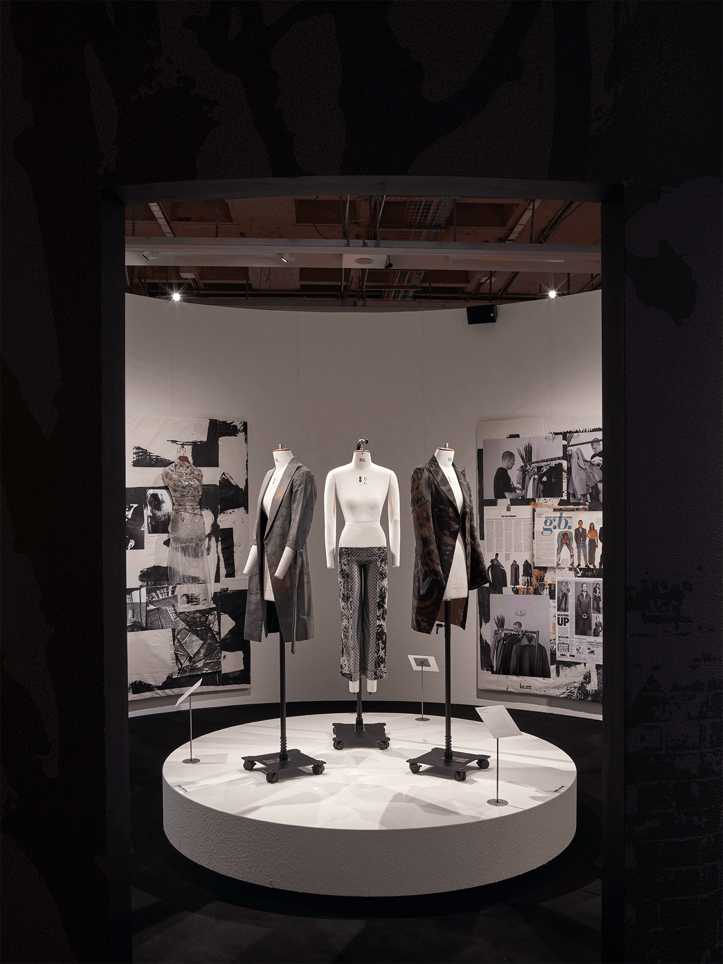 The ‘Alexander McQueen: The Story of Taxi Driver room’ of ‘Rebel: 30 Years of London Fashion’, the exhibition sponsored by Alexander McQueen. Photograph by Andy Stagg. Image Courtesy of The Design Museum