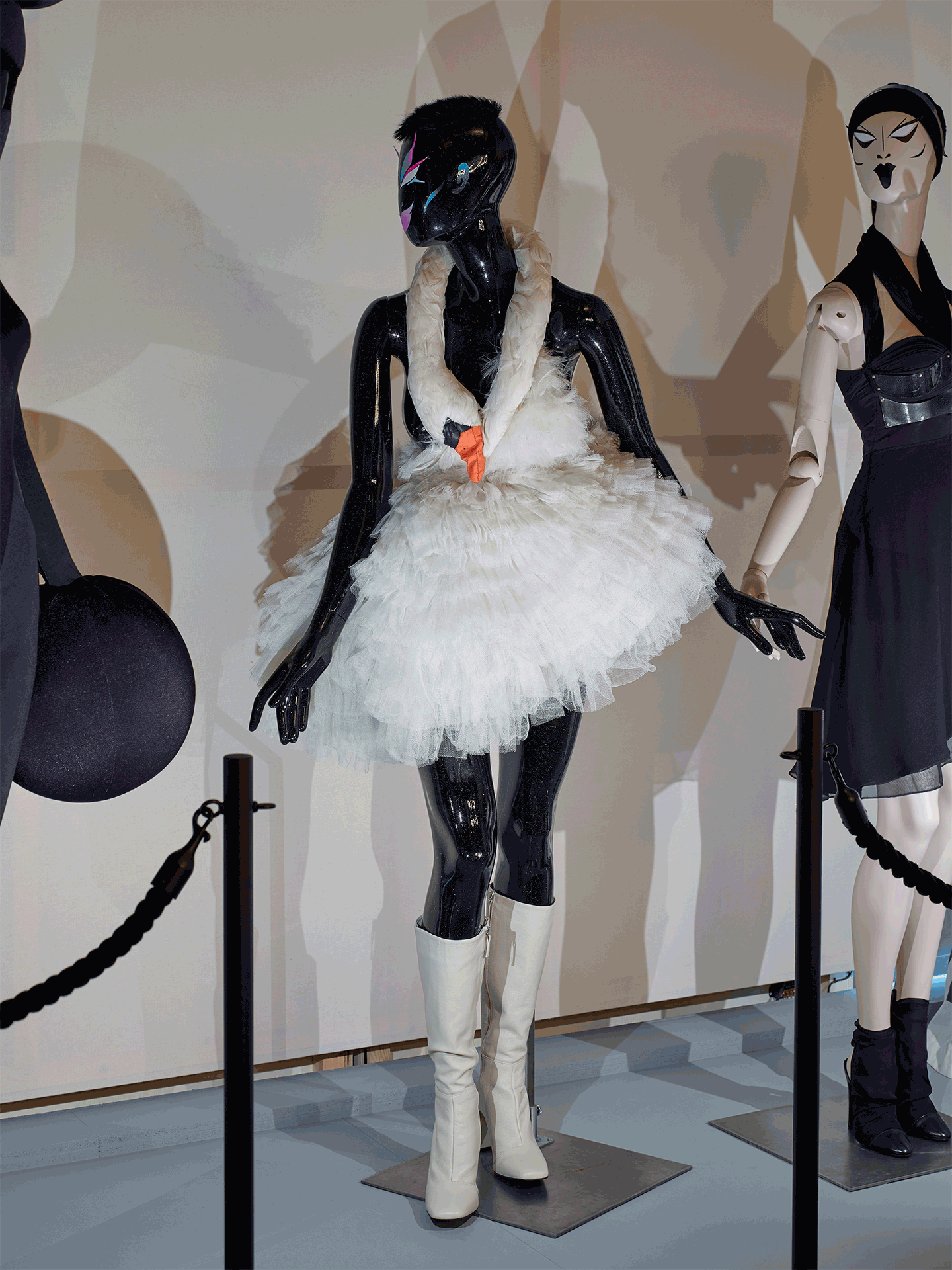  Marjan Pejoski's Swan dress worn by Björk on display at ‘Rebel: 30 Years of London Fashion’, the exhibition sponsored by Alexander McQueen. Photograph by Andy Stagg. Image Courtesy of The Design Museum
