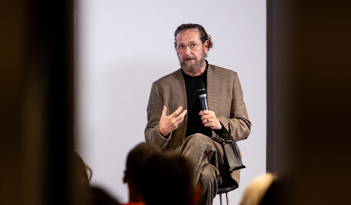 Stefano Pilati during the Istituto Marangoni Front Row at the Milano Fashion School in Via Verri. Credits Mairo Cinquetti