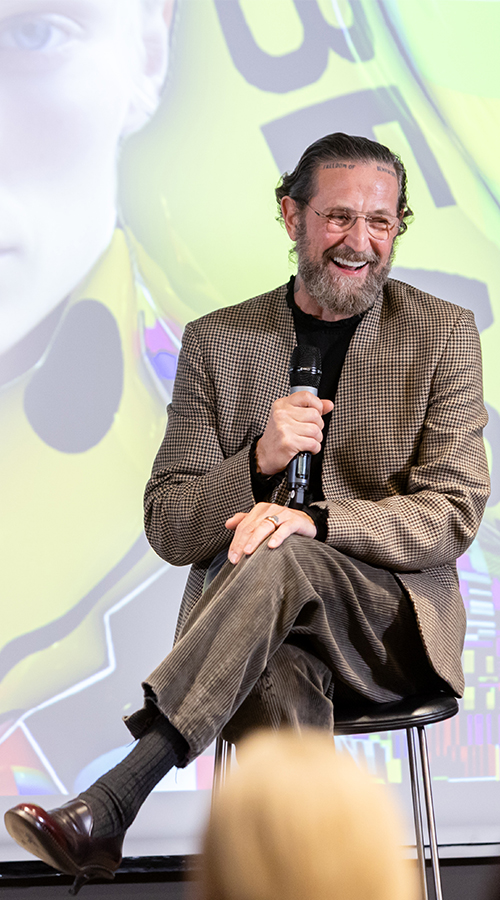 Stefano Pilati during the Istituto Marangoni Front Row at the Milano Fashion School in Via Verri. Credits Mairo Cinquetti