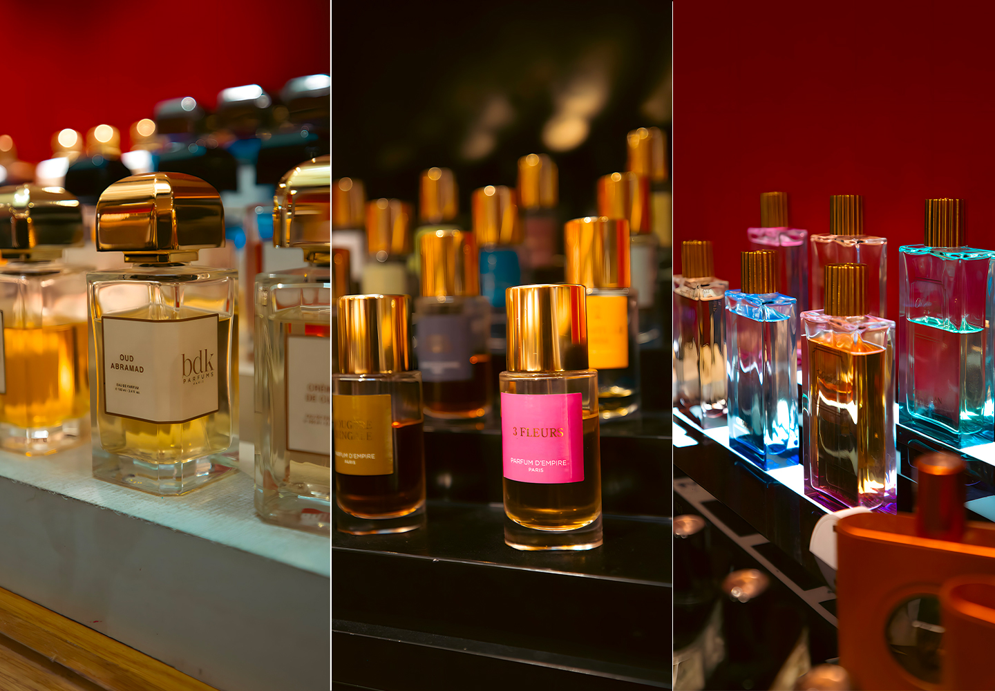 Some of the niche sophisticated perfume bottles discovered during the olfactory stroll in Paris. 