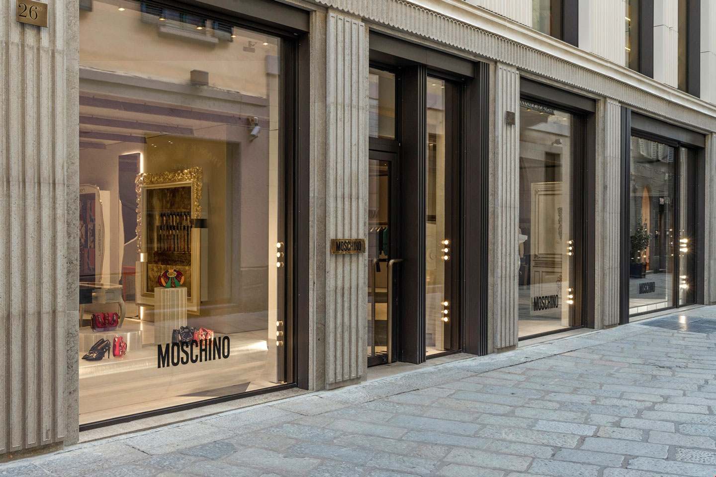The Moschino store inside Palazzo Pertusati in via della Spiga, Milan