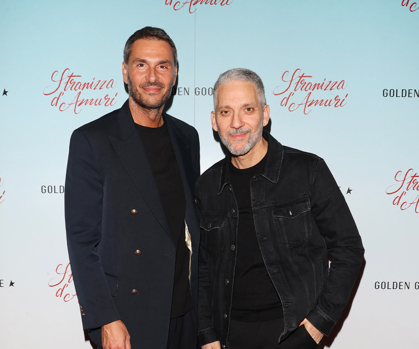 Silvio Campara and Giuseppe 'Beppe' Fiorello during the film premiere at the Oden cinema in Milan