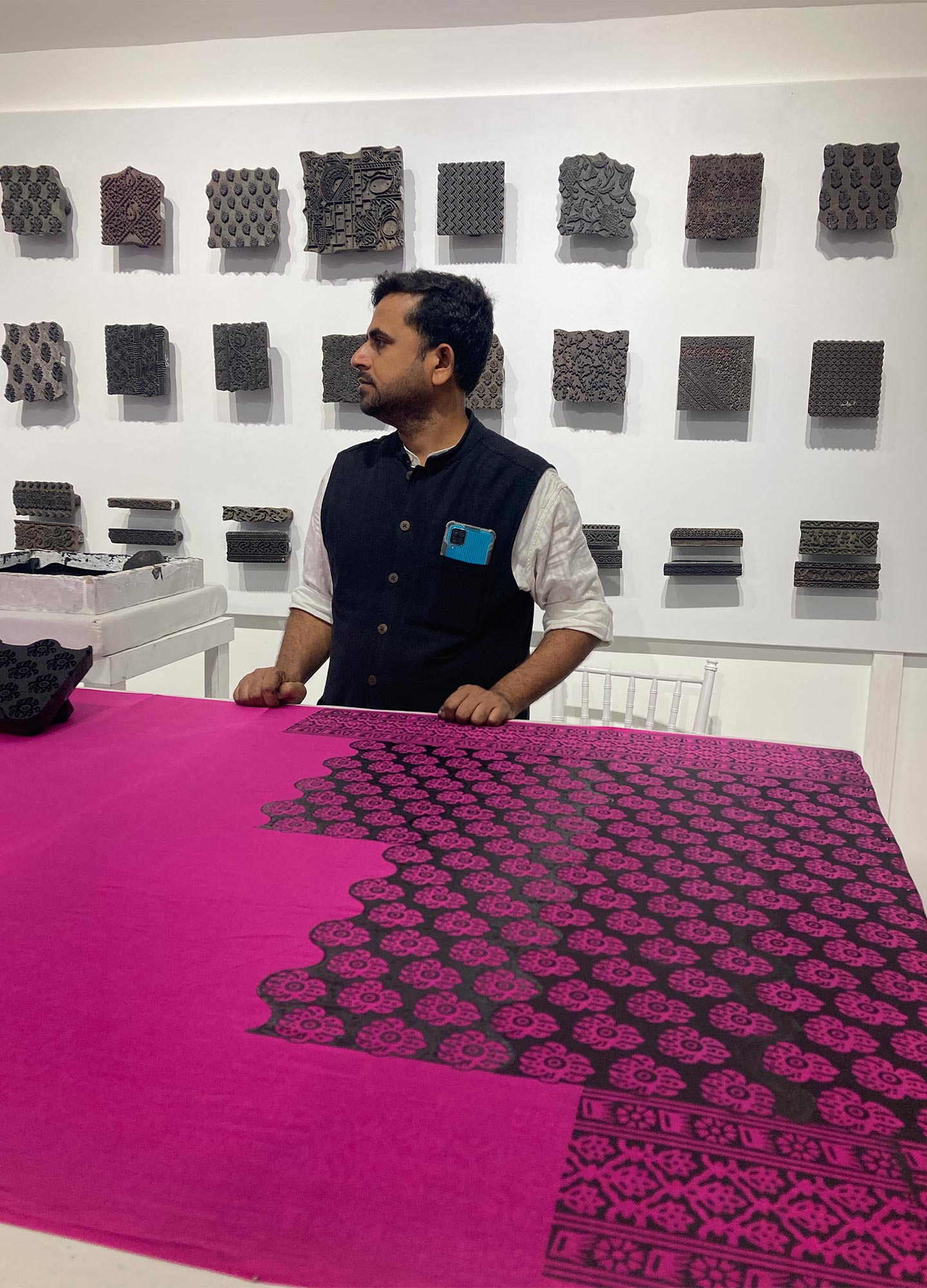 For one of the pieces specially produced for Maria Grazia Chiuri's Dior Fall 23 show in Mumbai, artisans from the Chanakya ateliers used a technique that traces its roots in India back millennia - block printing © Mevin Murden 
