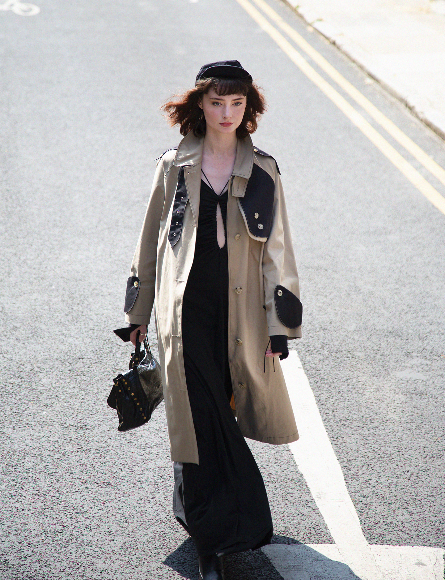 The trench coat Lucrezia Grazioli created during her internship experience at Mackintosh. Photo by Nick Clements