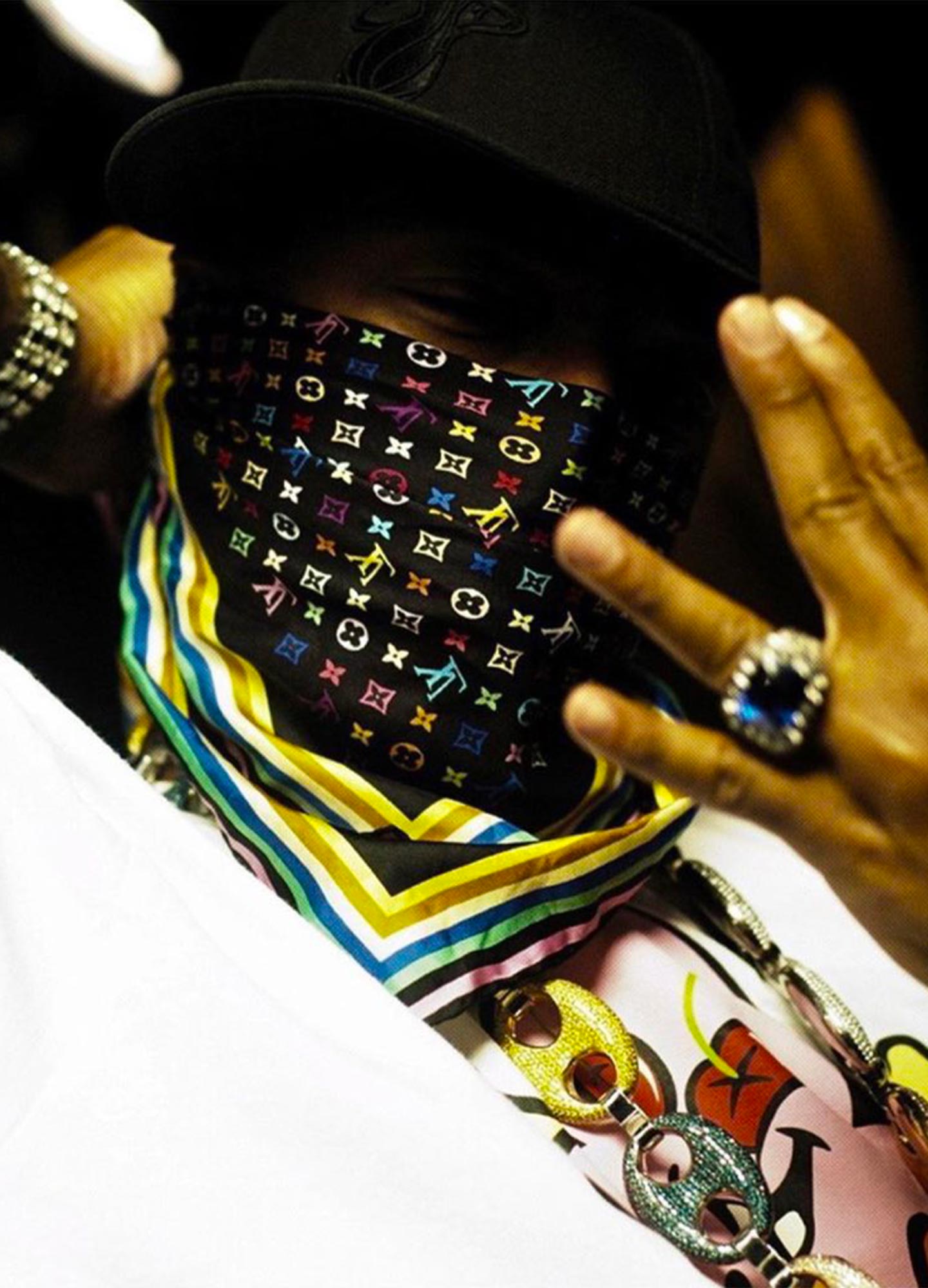 Hitmakers Williams shrouded in an LV-branded scarf