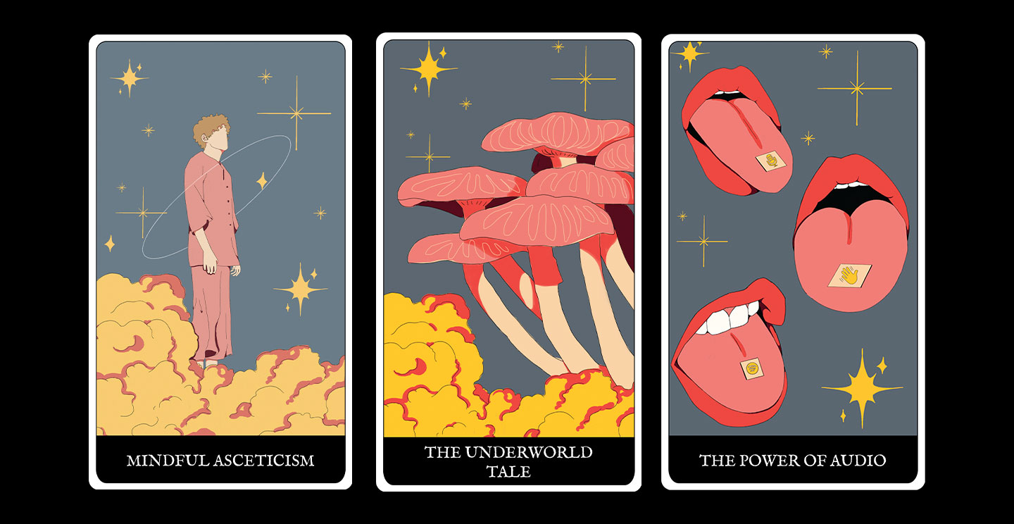 Tarot cards based on the "minor arcana" macro drivers of change, created by alumna Costanza Coscia