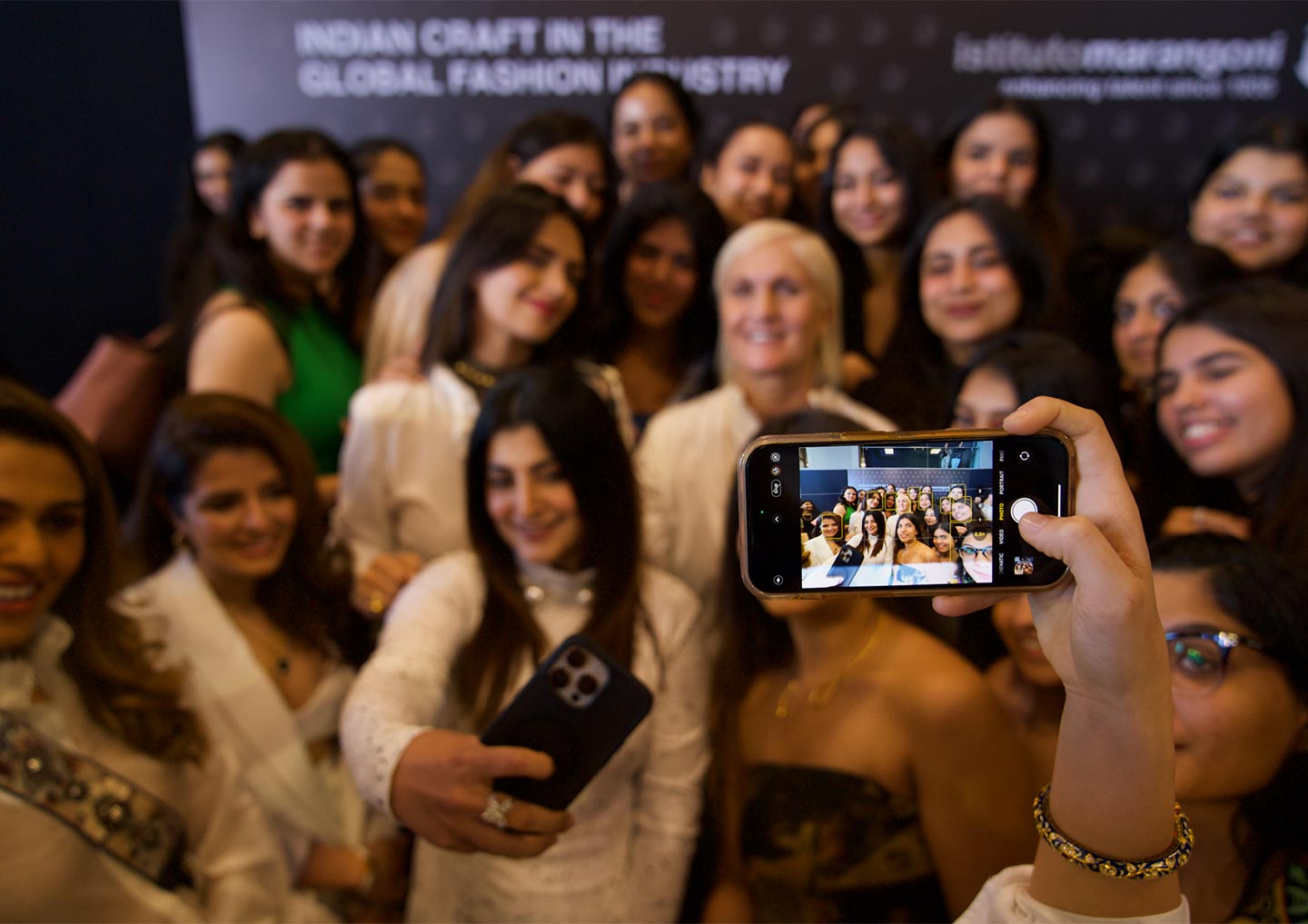 Students from Istituto Marangoni in Mumbai with Dior's Maria Grazia Chiuri 