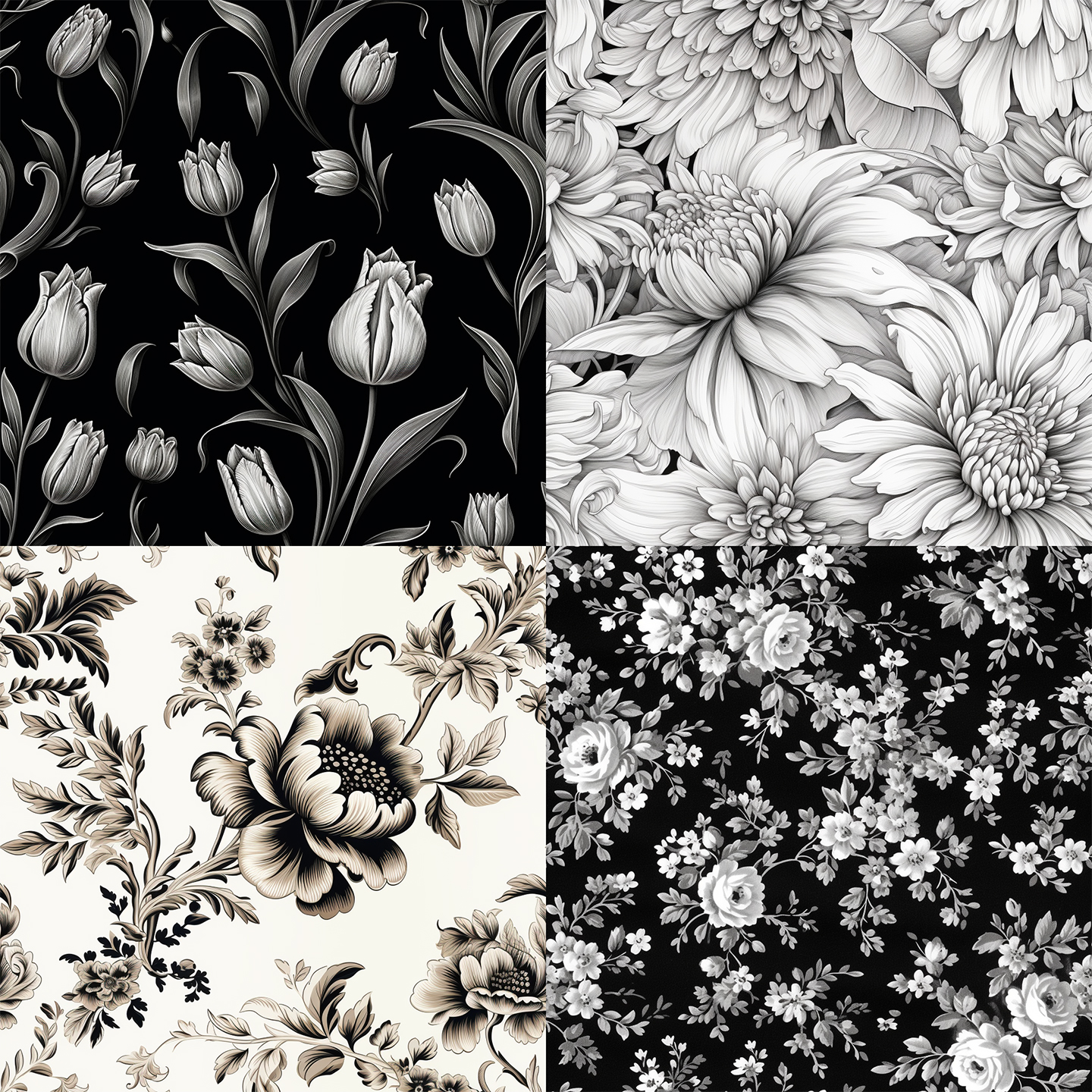 Let's delve into the world of AI. Here is a floral texture created with MidJourney