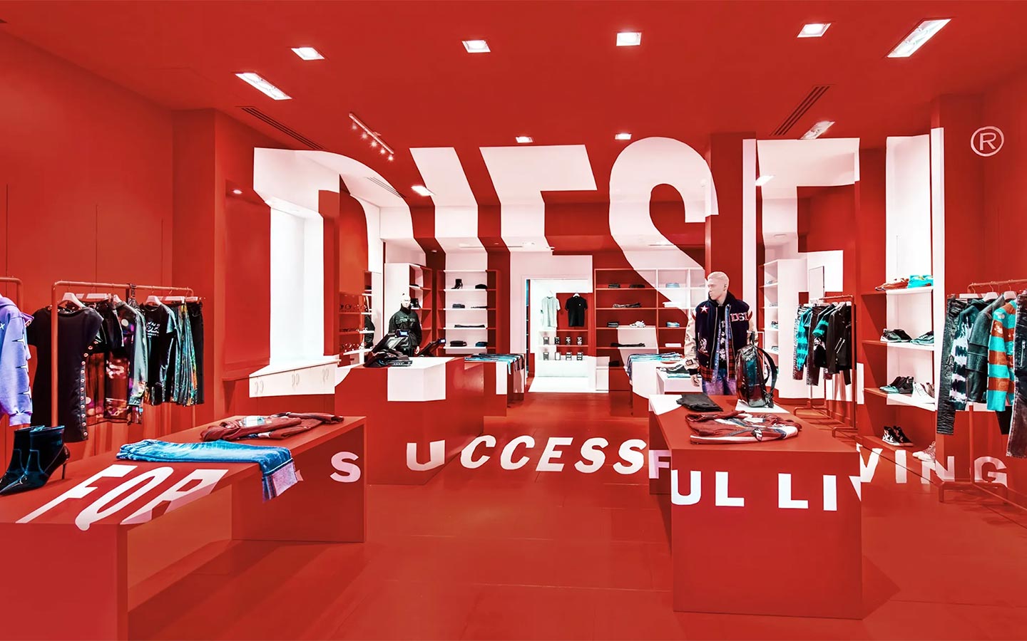 The new Diesel logo inspired the label's new pop-up store concept launched in February 2021 – it was envisioned by creative director Glenn Martens  