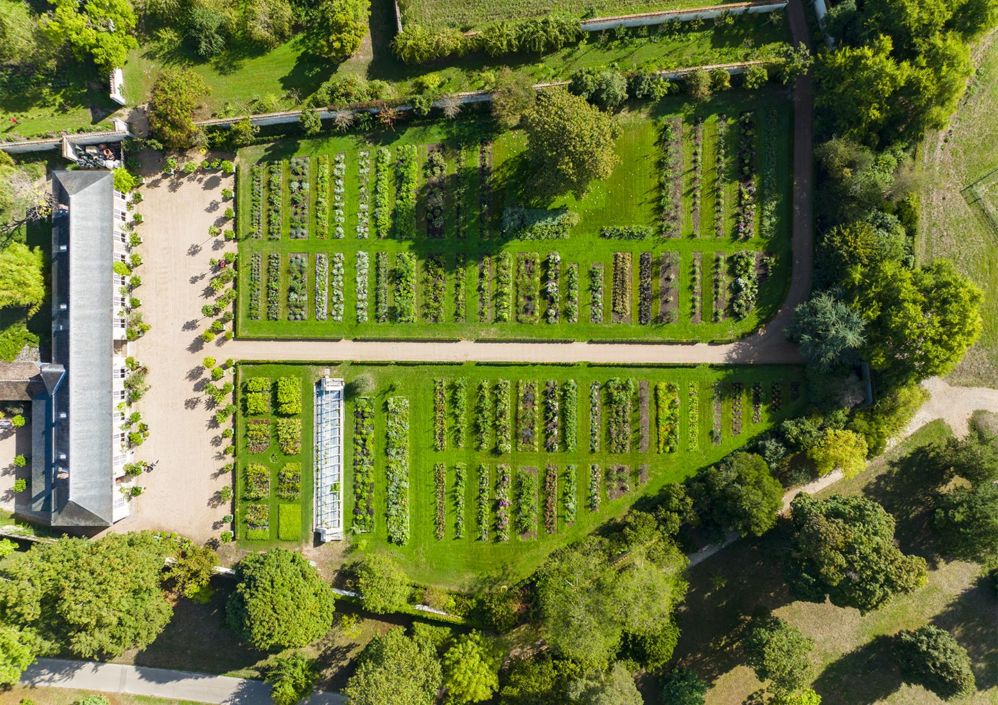 Aerial view of the Châteauneuf Orangery © Palace of Versailles / T. Garnier