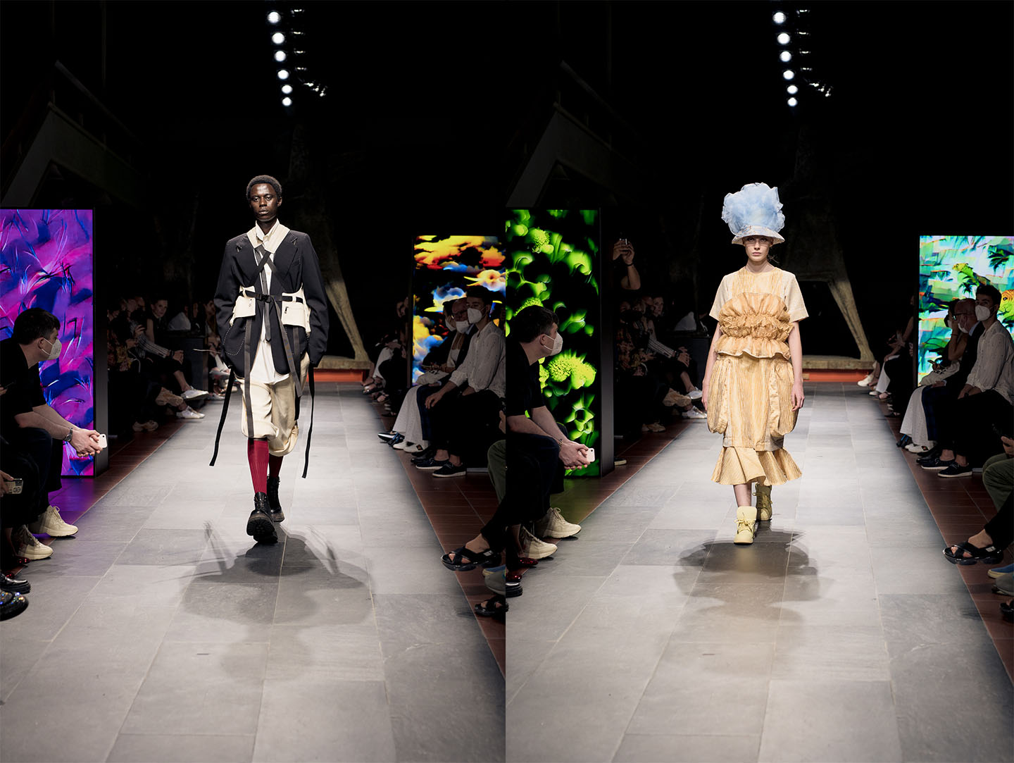 From left to right, outfits by Nicola De Piano and Sana Krishna