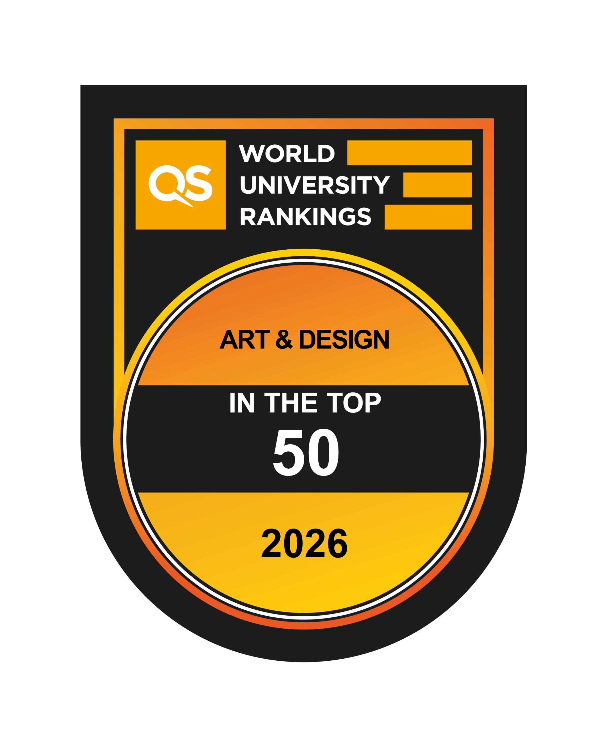 QS World University Rankings by Subject   Art & Design   2026   Badge